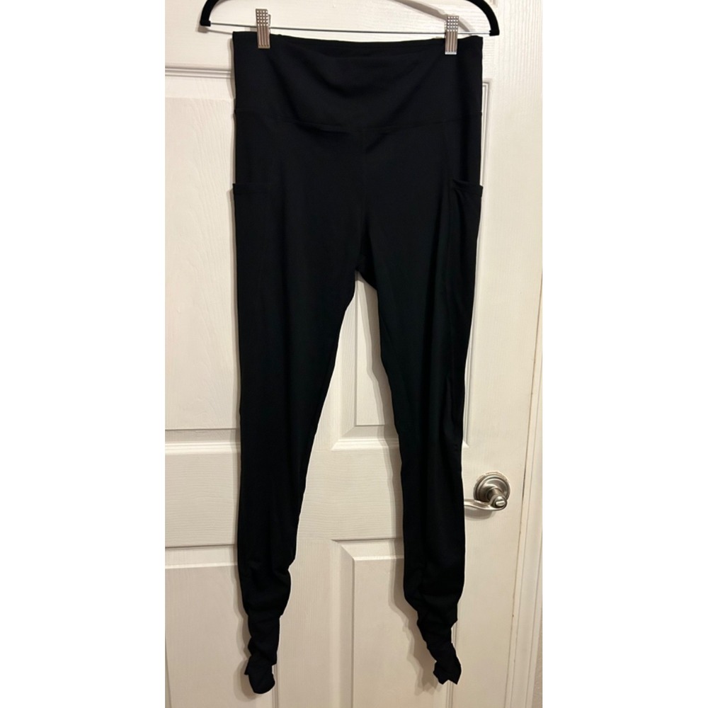 BALEAF Women's L Black Scrunched Leg High-Rise‎ Ankle Leggings Yoga Athleisure
